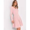 image:imageANRABESS Women Long Sleeve Ribbed Knit Short Dresses 2026 Spring V Neck Casual Swing A Line Sweater DressPink