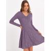 image:imageANRABESS Women Long Sleeve Ribbed Knit Short Dresses 2026 Spring V Neck Casual Swing A Line Sweater DressPurple