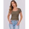 image:imageANRABESS Women Short Sleeve Tops Scoop Neck Ribbed Knit Slim Fitted Basic Tee Shirt Casual Summer Clothes 2026 Spring OutfitsCoffee
