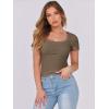 image:imageANRABESS Women Short Sleeve Tops Scoop Neck Ribbed Knit Slim Fitted Basic Tee Shirt Casual Summer Clothes 2026 Spring OutfitsCoffee