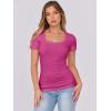 image:imageANRABESS Women Short Sleeve Tops Scoop Neck Ribbed Knit Slim Fitted Basic Tee Shirt Casual Summer Clothes 2026 Spring OutfitsHot Pink