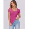 image:imageANRABESS Women Short Sleeve Tops Scoop Neck Ribbed Knit Slim Fitted Basic Tee Shirt Casual Summer Clothes 2026 Spring OutfitsHot Pink
