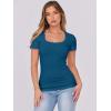 image:imageANRABESS Women Short Sleeve Tops Scoop Neck Ribbed Knit Slim Fitted Basic Tee Shirt Casual Summer Clothes 2026 Spring OutfitsIndigo