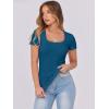 image:imageANRABESS Women Short Sleeve Tops Scoop Neck Ribbed Knit Slim Fitted Basic Tee Shirt Casual Summer Clothes 2026 Spring OutfitsIndigo