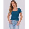 image:imageANRABESS Women Short Sleeve Tops Scoop Neck Ribbed Knit Slim Fitted Basic Tee Shirt Casual Summer Clothes 2026 Spring OutfitsIndigo