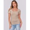 image:imageANRABESS Women Short Sleeve Tops Scoop Neck Ribbed Knit Slim Fitted Basic Tee Shirt Casual Summer Clothes 2026 Spring OutfitsLight Khaki