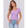 image:imageANRABESS Women Short Sleeve Tops Scoop Neck Ribbed Knit Slim Fitted Basic Tee Shirt Casual Summer Clothes 2026 Spring OutfitsLight Purple