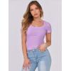 image:imageANRABESS Women Short Sleeve Tops Scoop Neck Ribbed Knit Slim Fitted Basic Tee Shirt Casual Summer Clothes 2026 Spring OutfitsLight Purple