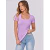 image:imageANRABESS Women Short Sleeve Tops Scoop Neck Ribbed Knit Slim Fitted Basic Tee Shirt Casual Summer Clothes 2026 Spring OutfitsLight Purple