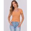 image:imageANRABESS Women Short Sleeve Tops Scoop Neck Ribbed Knit Slim Fitted Basic Tee Shirt Casual Summer Clothes 2026 Spring OutfitsOrange