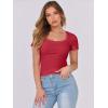 image:imageANRABESS Women Short Sleeve Tops Scoop Neck Ribbed Knit Slim Fitted Basic Tee Shirt Casual Summer Clothes 2026 Spring OutfitsRed