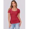 image:imageANRABESS Women Short Sleeve Tops Scoop Neck Ribbed Knit Slim Fitted Basic Tee Shirt Casual Summer Clothes 2026 Spring OutfitsRed