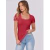 image:imageANRABESS Women Short Sleeve Tops Scoop Neck Ribbed Knit Slim Fitted Basic Tee Shirt Casual Summer Clothes 2026 Spring OutfitsRed