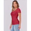 image:imageANRABESS Women Short Sleeve Tops Scoop Neck Ribbed Knit Slim Fitted Basic Tee Shirt Casual Summer Clothes 2026 Spring OutfitsRed