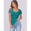 image:imageANRABESS Women Short Sleeve Tops Scoop Neck Ribbed Knit Slim Fitted Basic Tee Shirt Casual Summer Clothes 2026 Spring OutfitsTeal