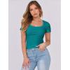 image:imageANRABESS Women Short Sleeve Tops Scoop Neck Ribbed Knit Slim Fitted Basic Tee Shirt Casual Summer Clothes 2026 Spring OutfitsTeal
