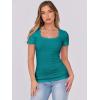 image:imageANRABESS Women Short Sleeve Tops Scoop Neck Ribbed Knit Slim Fitted Basic Tee Shirt Casual Summer Clothes 2026 Spring OutfitsTeal