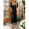 image:imageANRABESS Women Summer Casual Short Sleeve V Neck Elastic Waist Wide Leg Cropped Pants Jumpsuits Rompers with Pockets00black
