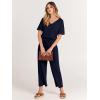 image:imageANRABESS Women Summer Casual Short Sleeve V Neck Elastic Waist Wide Leg Cropped Pants Jumpsuits Rompers with Pockets01blue