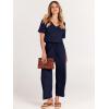 image:imageANRABESS Women Summer Casual Short Sleeve V Neck Elastic Waist Wide Leg Cropped Pants Jumpsuits Rompers with Pockets01blue