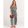 image:imageANRABESS Women Summer Casual Short Sleeve V Neck Elastic Waist Wide Leg Cropped Pants Jumpsuits Rompers with Pockets01dark Gray