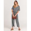 image:imageANRABESS Women Summer Casual Short Sleeve V Neck Elastic Waist Wide Leg Cropped Pants Jumpsuits Rompers with Pockets01dark Gray
