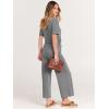 image:imageANRABESS Women Summer Casual Short Sleeve V Neck Elastic Waist Wide Leg Cropped Pants Jumpsuits Rompers with Pockets01dark Gray