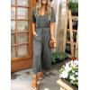image:imageANRABESS Women Summer Casual Short Sleeve V Neck Elastic Waist Wide Leg Cropped Pants Jumpsuits Rompers with Pockets01dark Gray