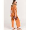 image:imageANRABESS Women Summer Casual Short Sleeve V Neck Elastic Waist Wide Leg Cropped Pants Jumpsuits Rompers with Pockets02orange