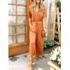 image:imageANRABESS Women Summer Casual Short Sleeve V Neck Elastic Waist Wide Leg Cropped Pants Jumpsuits Rompers with Pockets02orange