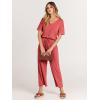 image:imageANRABESS Women Summer Casual Short Sleeve V Neck Elastic Waist Wide Leg Cropped Pants Jumpsuits Rompers with Pockets02peach