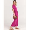image:imageANRABESS Women Summer Casual Short Sleeve V Neck Elastic Waist Wide Leg Cropped Pants Jumpsuits Rompers with Pockets02rose