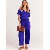 image:imageANRABESS Women Summer Casual Short Sleeve V Neck Elastic Waist Wide Leg Cropped Pants Jumpsuits Rompers with Pockets02royal Blue