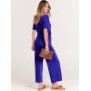 image:imageANRABESS Women Summer Casual Short Sleeve V Neck Elastic Waist Wide Leg Cropped Pants Jumpsuits Rompers with Pockets02royal Blue
