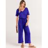 image:imageANRABESS Women Summer Casual Short Sleeve V Neck Elastic Waist Wide Leg Cropped Pants Jumpsuits Rompers with Pockets02royal Blue