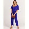 image:imageANRABESS Women Summer Casual Short Sleeve V Neck Elastic Waist Wide Leg Cropped Pants Jumpsuits Rompers with Pockets02royal Blue