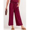 image:imageANRABESS Women Summer Casual Short Sleeve V Neck Elastic Waist Wide Leg Cropped Pants Jumpsuits Rompers with Pockets02wine Red
