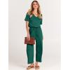 image:imageANRABESS Women Summer Casual Short Sleeve V Neck Elastic Waist Wide Leg Cropped Pants Jumpsuits Rompers with Pockets03deep Green