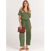 image:imageANRABESS Women Summer Casual Short Sleeve V Neck Elastic Waist Wide Leg Cropped Pants Jumpsuits Rompers with Pockets03green