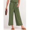 image:imageANRABESS Women Summer Casual Short Sleeve V Neck Elastic Waist Wide Leg Cropped Pants Jumpsuits Rompers with Pockets03green