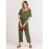 image:imageANRABESS Women Summer Casual Short Sleeve V Neck Elastic Waist Wide Leg Cropped Pants Jumpsuits Rompers with Pockets03green