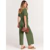 image:imageANRABESS Women Summer Casual Short Sleeve V Neck Elastic Waist Wide Leg Cropped Pants Jumpsuits Rompers with Pockets03green