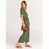 image:imageANRABESS Women Summer Casual Short Sleeve V Neck Elastic Waist Wide Leg Cropped Pants Jumpsuits Rompers with Pockets03green