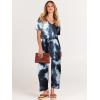 image:imageANRABESS Women Summer Casual Short Sleeve V Neck Elastic Waist Wide Leg Cropped Pants Jumpsuits Rompers with Pockets04tie Dye Navy