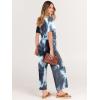image:imageANRABESS Women Summer Casual Short Sleeve V Neck Elastic Waist Wide Leg Cropped Pants Jumpsuits Rompers with Pockets04tie Dye Navy