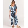image:imageANRABESS Women Summer Casual Short Sleeve V Neck Elastic Waist Wide Leg Cropped Pants Jumpsuits Rompers with Pockets04tie Dye Navy