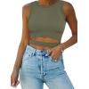image:imageANRABESS Women Tank Tops High Neck Sleeveless Sexy Cutout Racer Back Going Out Crop Tops Shirts Summer Y2K OutfitsArmy Green