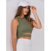 image:imageANRABESS Women Tank Tops High Neck Sleeveless Sexy Cutout Racer Back Going Out Crop Tops Shirts Summer Y2K OutfitsArmy Green