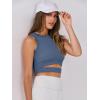 image:imageANRABESS Women Tank Tops High Neck Sleeveless Sexy Cutout Racer Back Going Out Crop Tops Shirts Summer Y2K OutfitsBlue