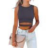 image:imageANRABESS Women Tank Tops High Neck Sleeveless Sexy Cutout Racer Back Going Out Crop Tops Shirts Summer Y2K OutfitsDark Gray
